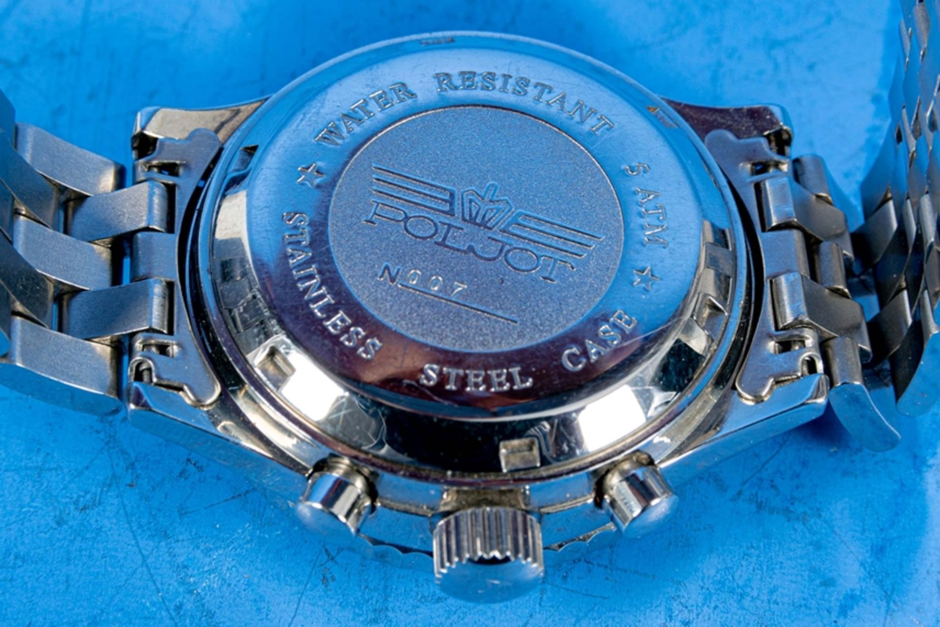 POLJOT "Blue Angels" Navitimer - Fliegerchronograph, aus 2005, Herrenarmbanduhr aus Stahl, Gehäusen - Bild 7 aus 7