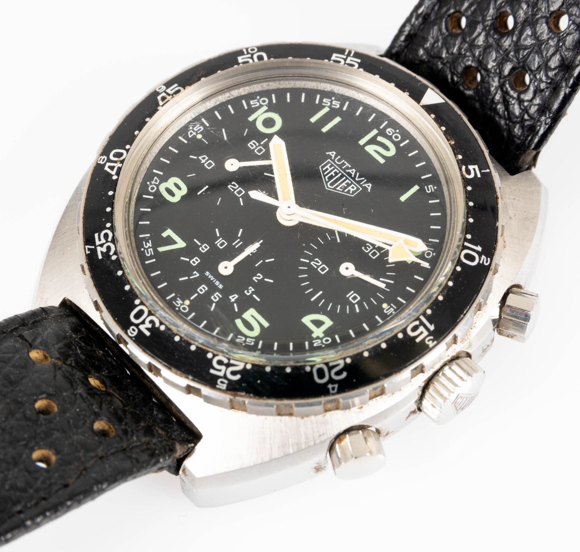 Gesuchte HEUER Chronograph AUTAVIA der 1960er/70er Jahre, Military-Ausführung, Gehäusedurchmesser c - Bild 4 aus 10