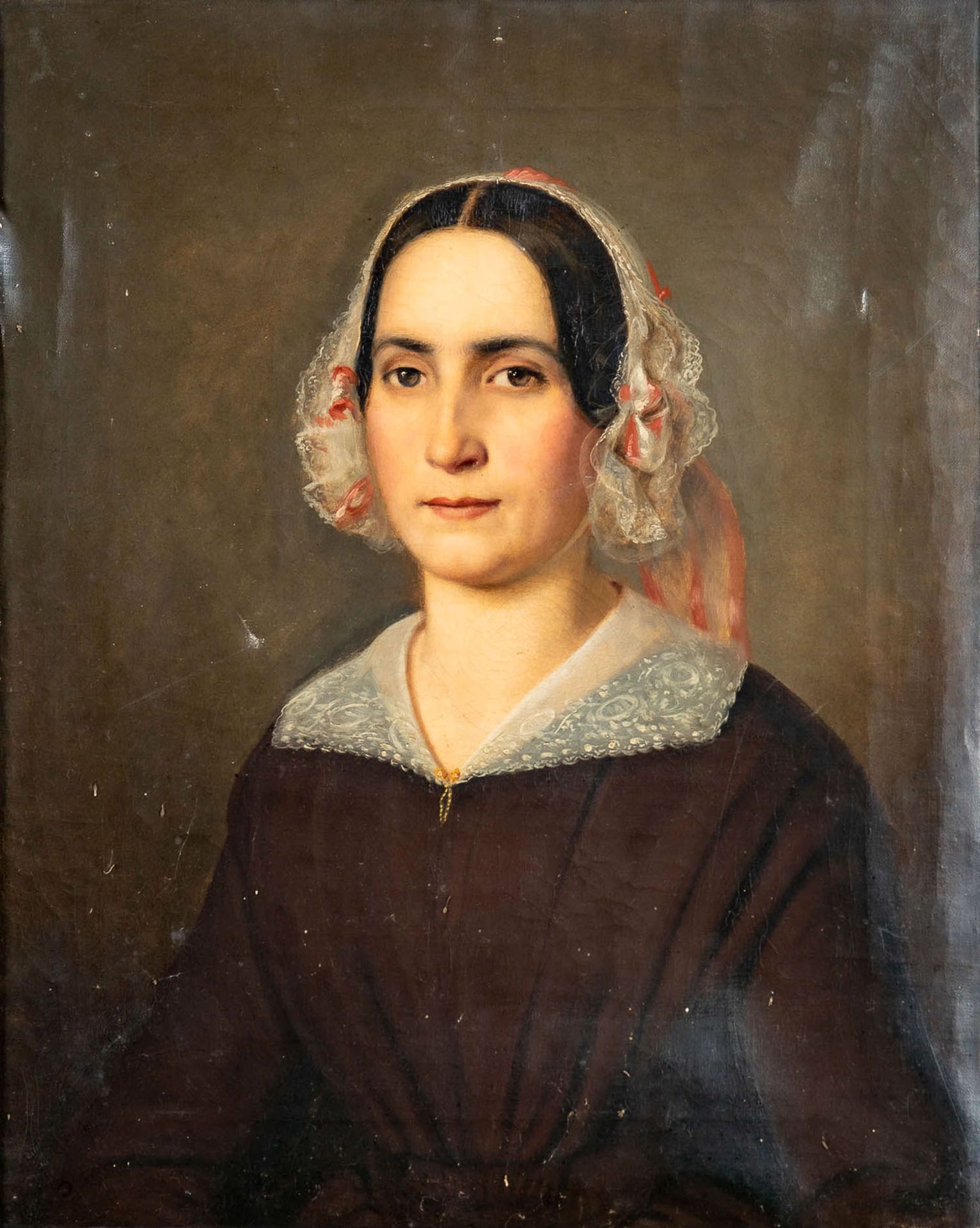 Paar Portraits. Gemälde, Öl auf Leinwand, je ca. 55 x 44 cm, Biedermeier um 1830, das stärker besch - Image 8 of 15