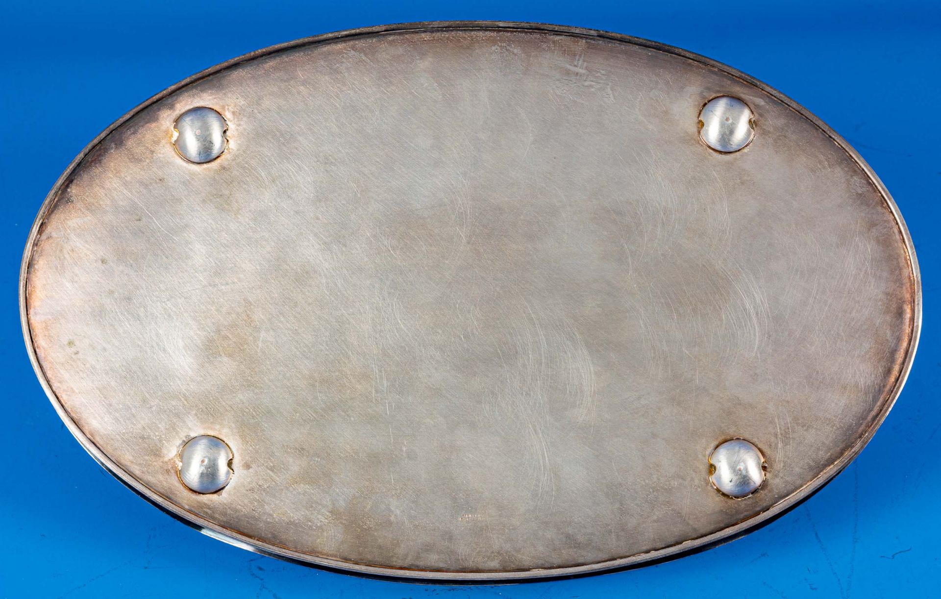 Großes versilbertes, ovales Henkeltablett "Sheffield-Silver plated", durchbrochen gearbeiteter, hoc - Image 6 of 8