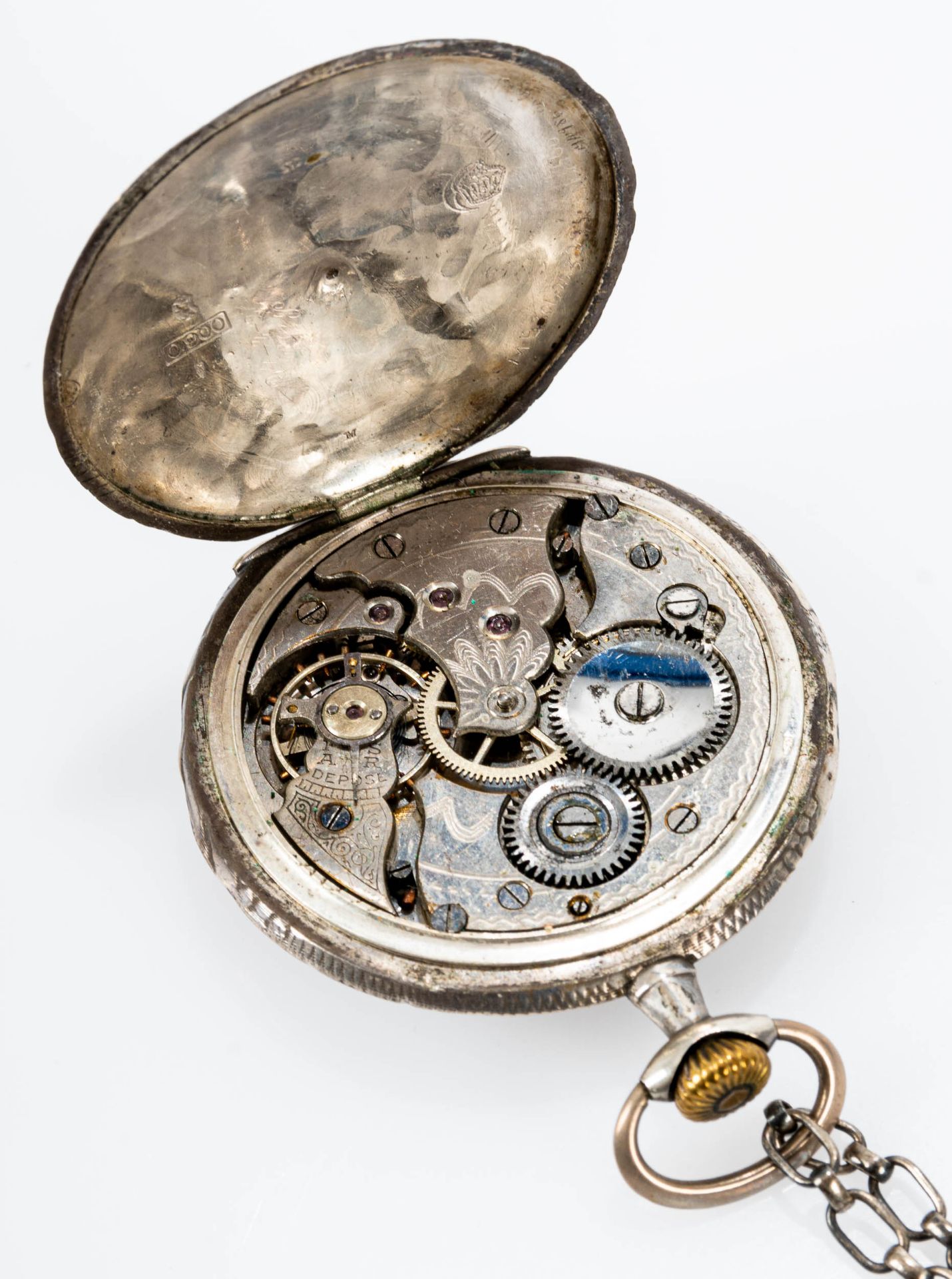 Elegante Damen-Taschenuhr in flacher Ausführung, 900er Silber. Gehäuse Durchmesser ca. 47 mm, ungep - Image 4 of 5