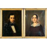 Paar Portraits. Gemälde, Öl auf Leinwand, je ca. 55 x 44 cm, Biedermeier um 1830, das stärker besch