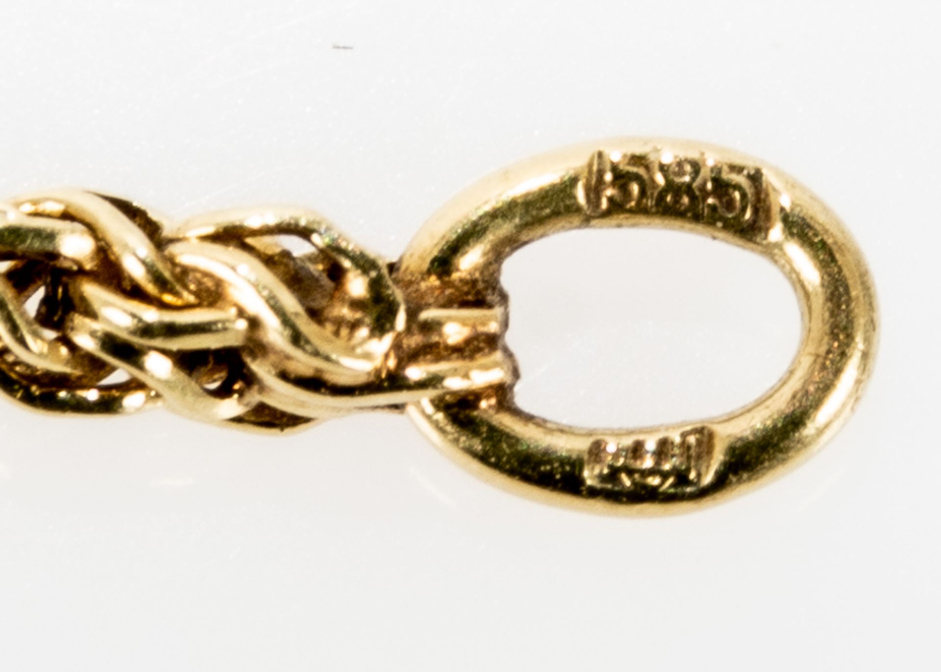 Elegante Halskette, ca. 80 cm lange, zarte 585er Gelbgold Gliederkette, von insgesamt 9 Lapislazuli - Image 4 of 4