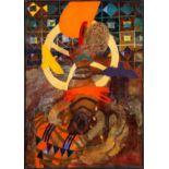 "Nachmittag", abstrakt symbolistisches Gemälde der russischen Avantgarde-Künstlerin LADA, ca. 50 x