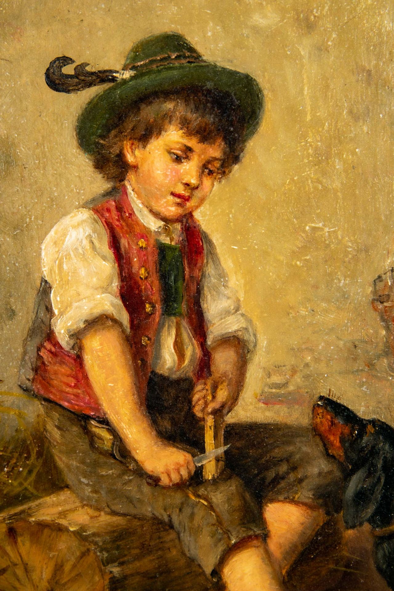 "Der Schnitzer", kleinformatiges Gemälde, Öl auf Eichenholztafel, oben links signiert: F. Zimmerma - Image 6 of 7