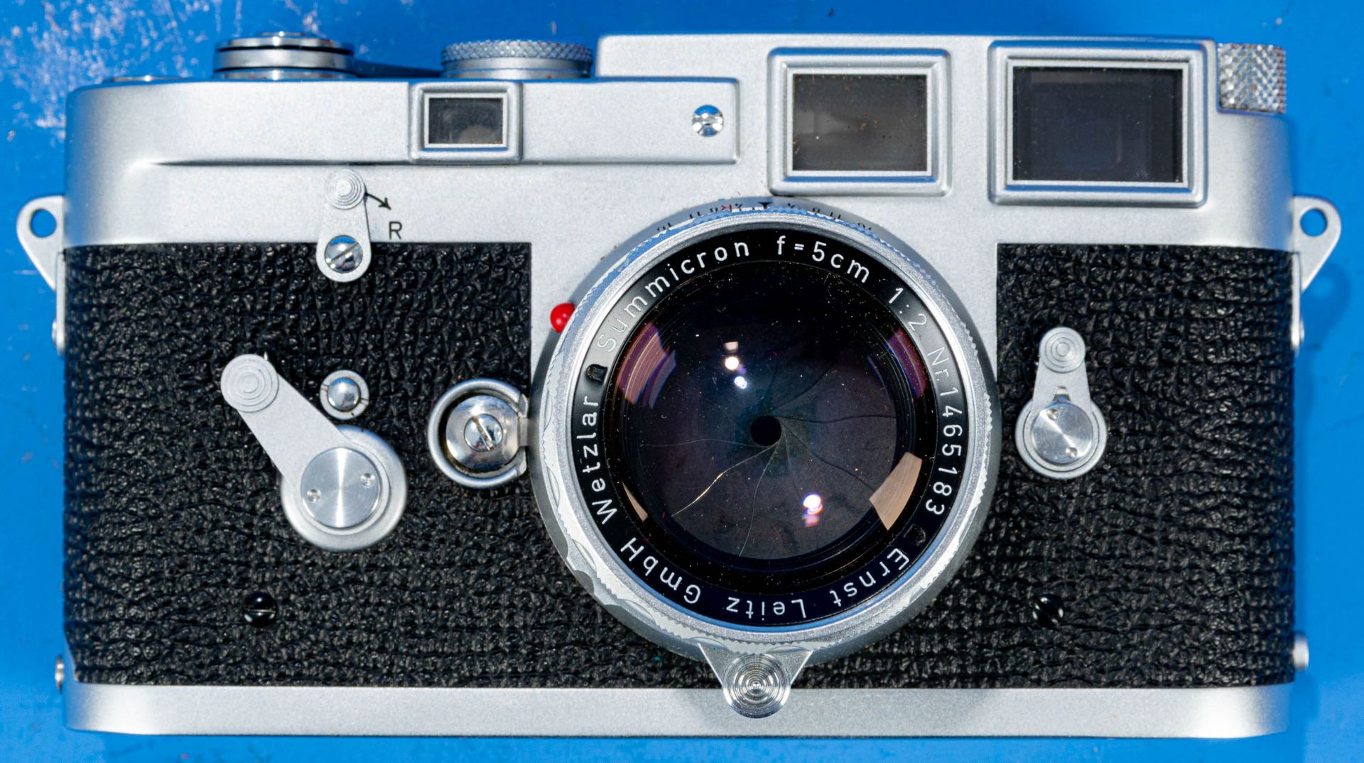 Frühe Leica M3 mit Summicron Objektiv Nr. 1465183 in orig. Box und Lederfutteral; klare Optik, Gehä - Bild 7 aus 16