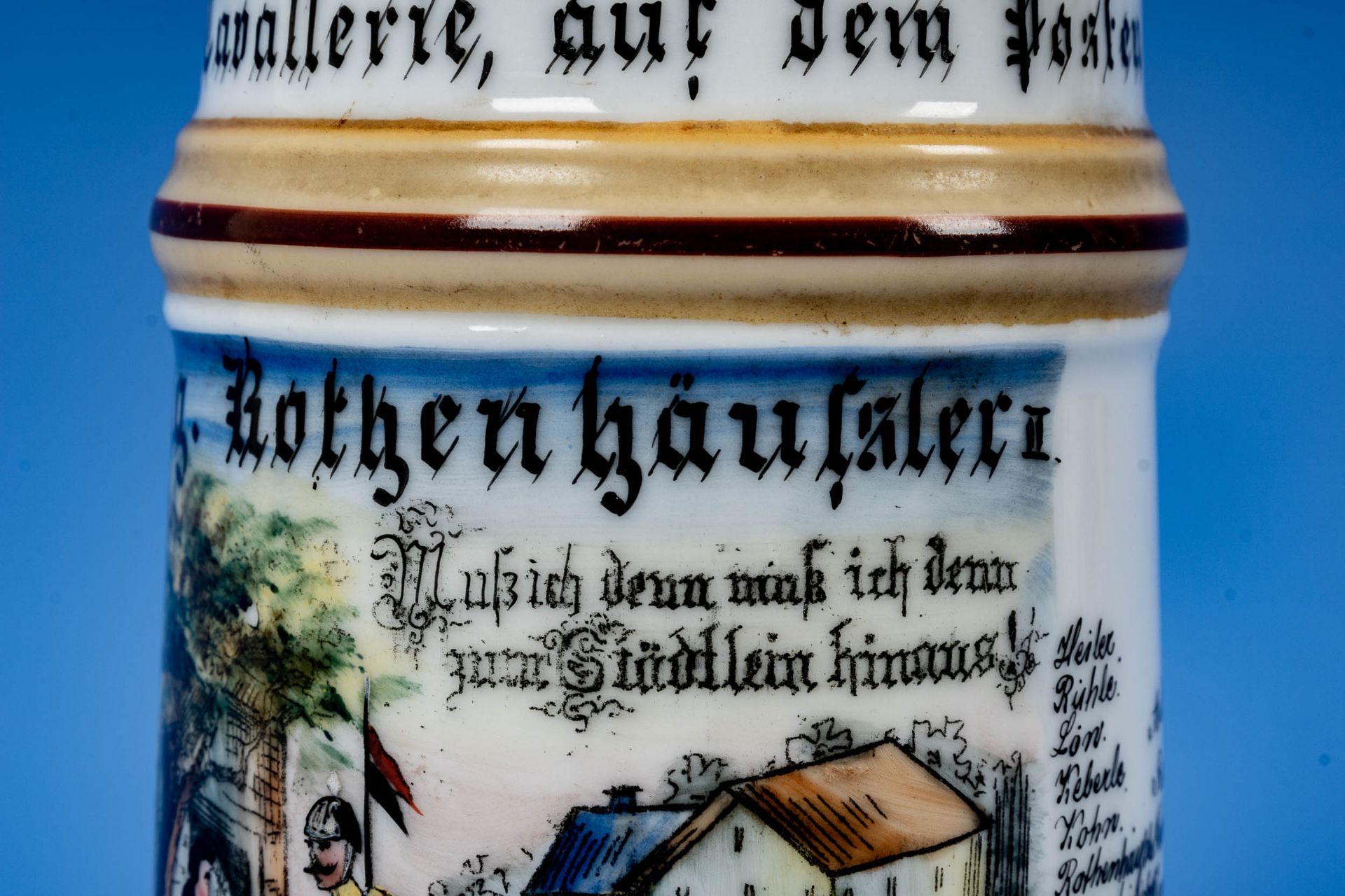 2 antike Reservistenkrüge der Gebrüder Rothenhäusler, 1 x bez.: "Kanonendonner ist unser Gruß", pol - Image 17 of 18