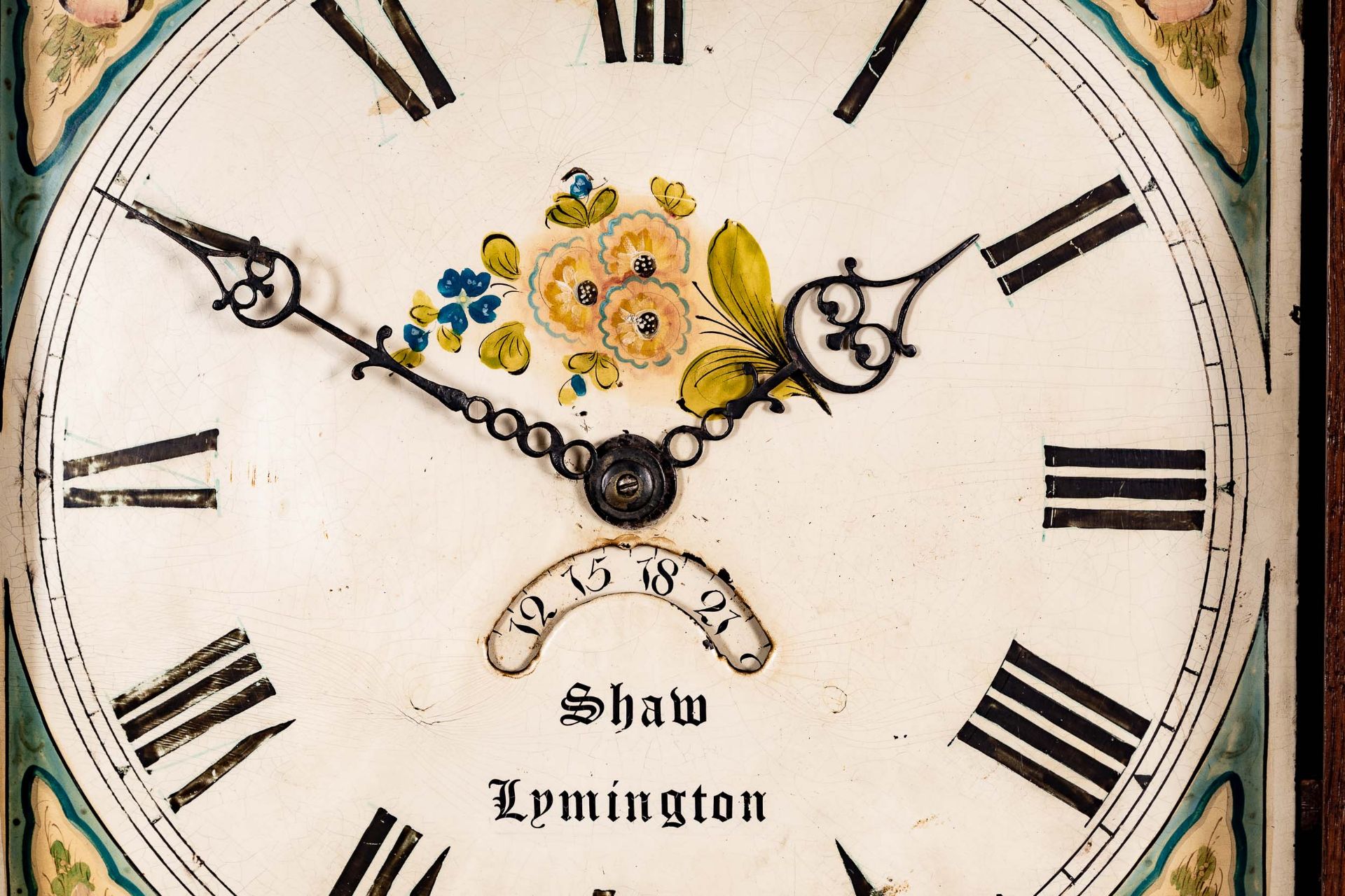 Englische Bodenstanduhr, 19. Jhdt., Ziffernblatt bez.: Shaw, Lymington = Harry Shaw, Lymington. Bem - Bild 6 aus 18