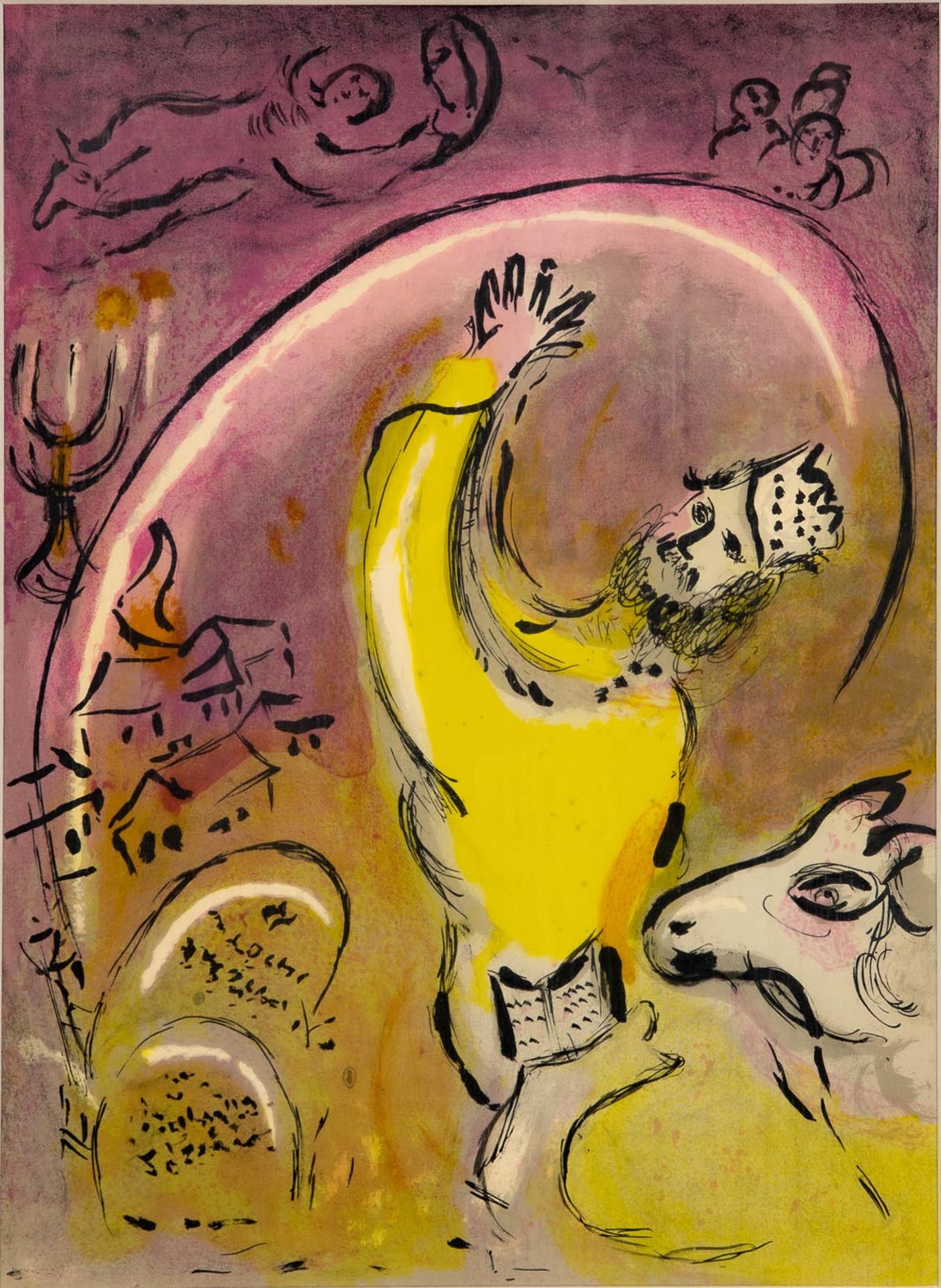 Paar hinter Glas gerahmter multipler Lithografien des Marc Chagall, 1 x "Salomo", ca. 35 x 26 cm (P - Image 3 of 17