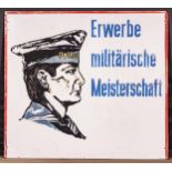 "ERWERBE MILITÄRISCHE MEISTERSCHAFT" - großes plakatives Schild, ca. 126 x 140 cm, DDR.