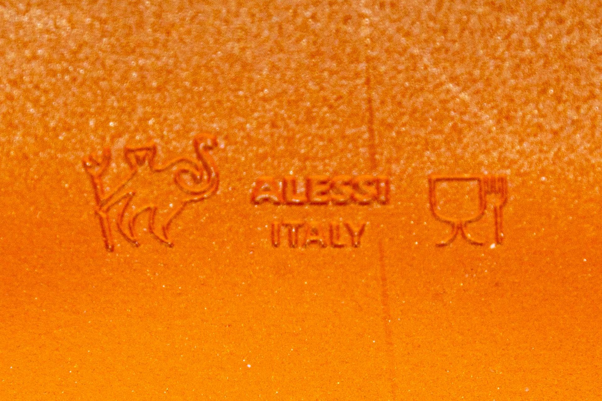 Orange-gelbe 3teilige Keksdose, Kunststoff, "Alessi"; Alters- und Gebrauchsspuren, ca. 11,5 cm, ca. - Bild 4 aus 4