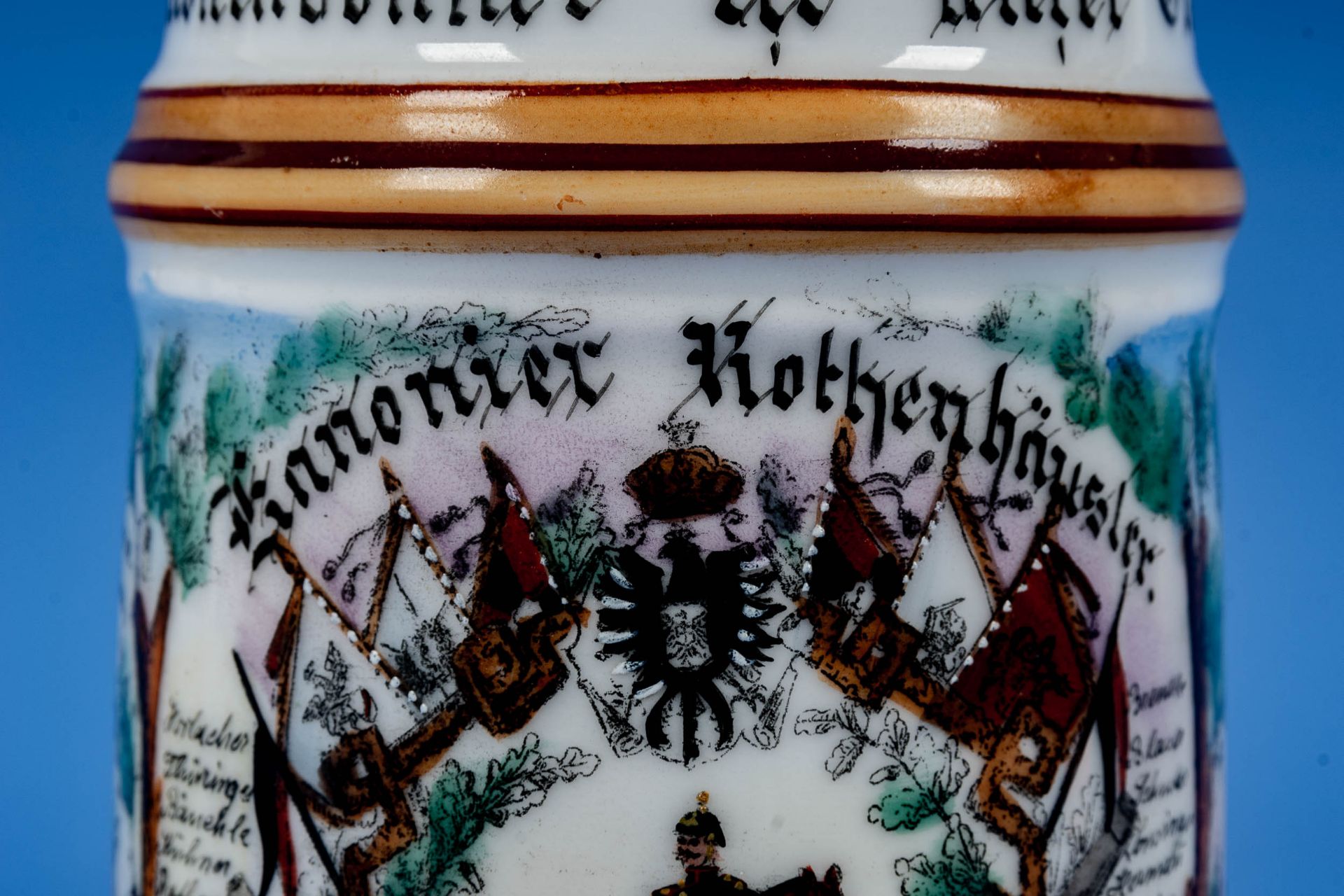2 antike Reservistenkrüge der Gebrüder Rothenhäusler, 1 x bez.: "Kanonendonner ist unser Gruß", pol - Image 18 of 18