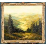 "Alpenvorland", großformatiges Gemälde, Öl auf Leinwand, ca. 100 x 110 cm, unten rechts signiert: O