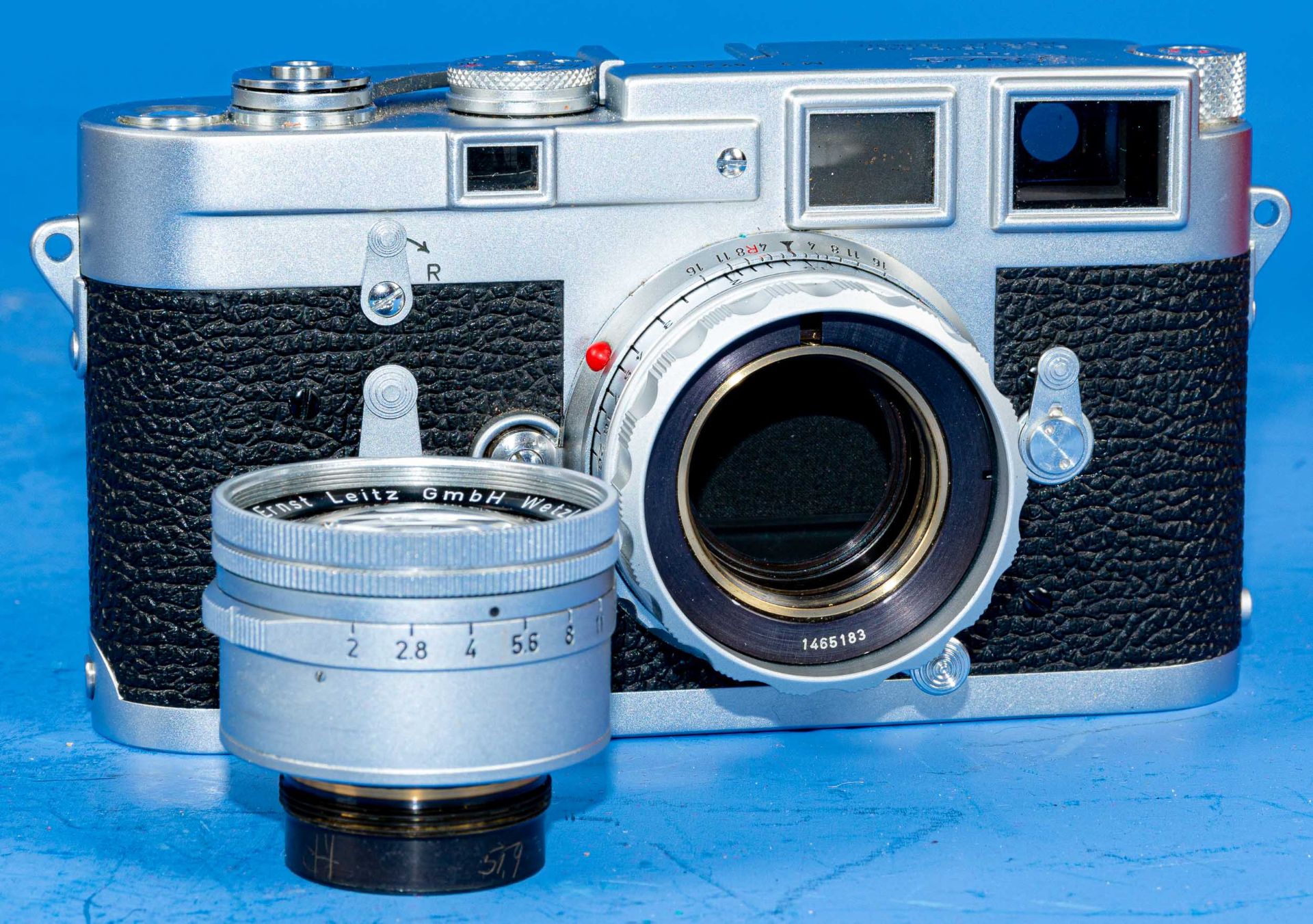 Frühe Leica M3 mit Summicron Objektiv Nr. 1465183 in orig. Box und Lederfutteral; klare Optik, Gehä - Bild 9 aus 16