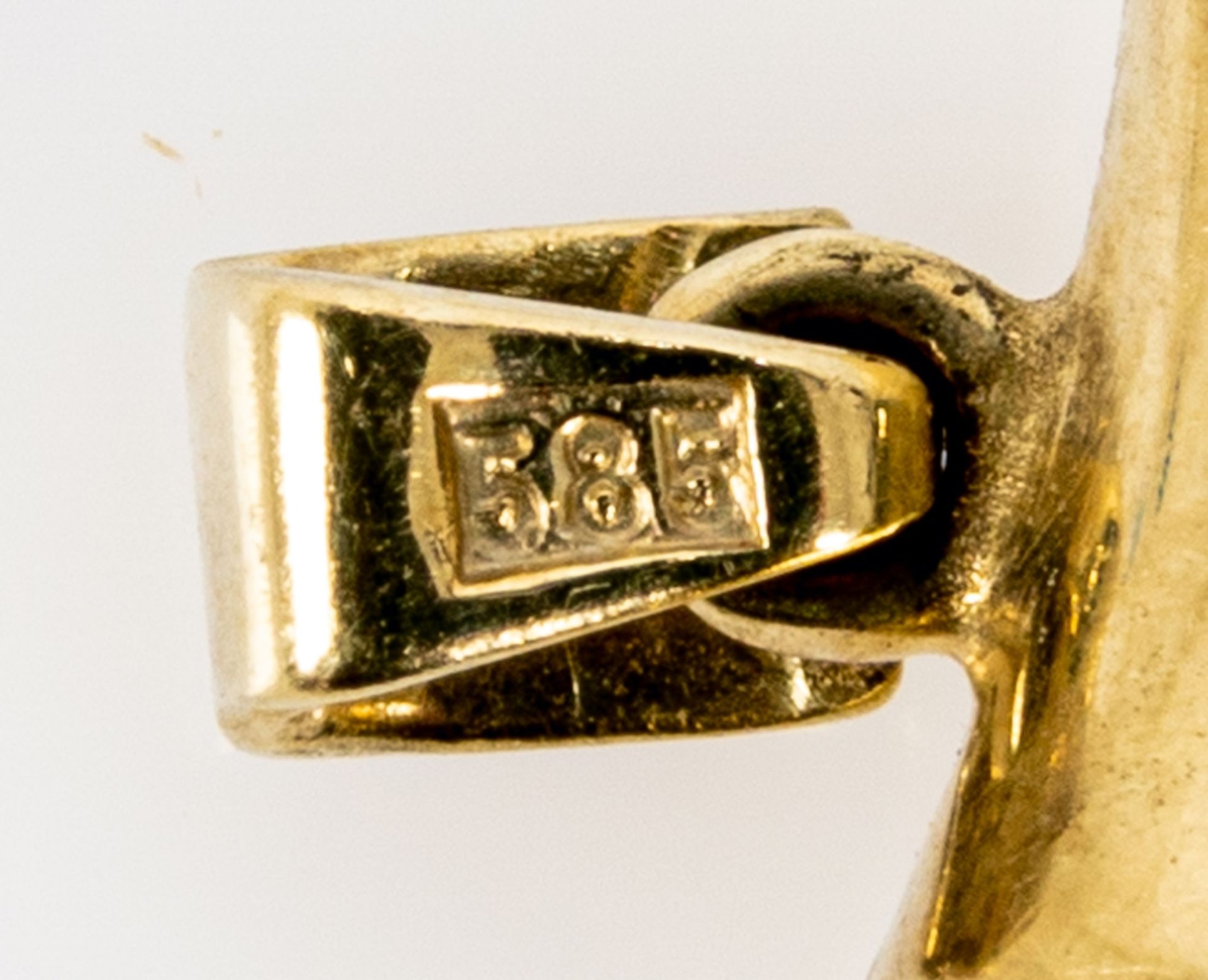 3teiliges Konvolut versch. 585er Gelbgold-Schmuckteile, bestehend aus: Golfschlägeranstecknadel mit - Image 4 of 4