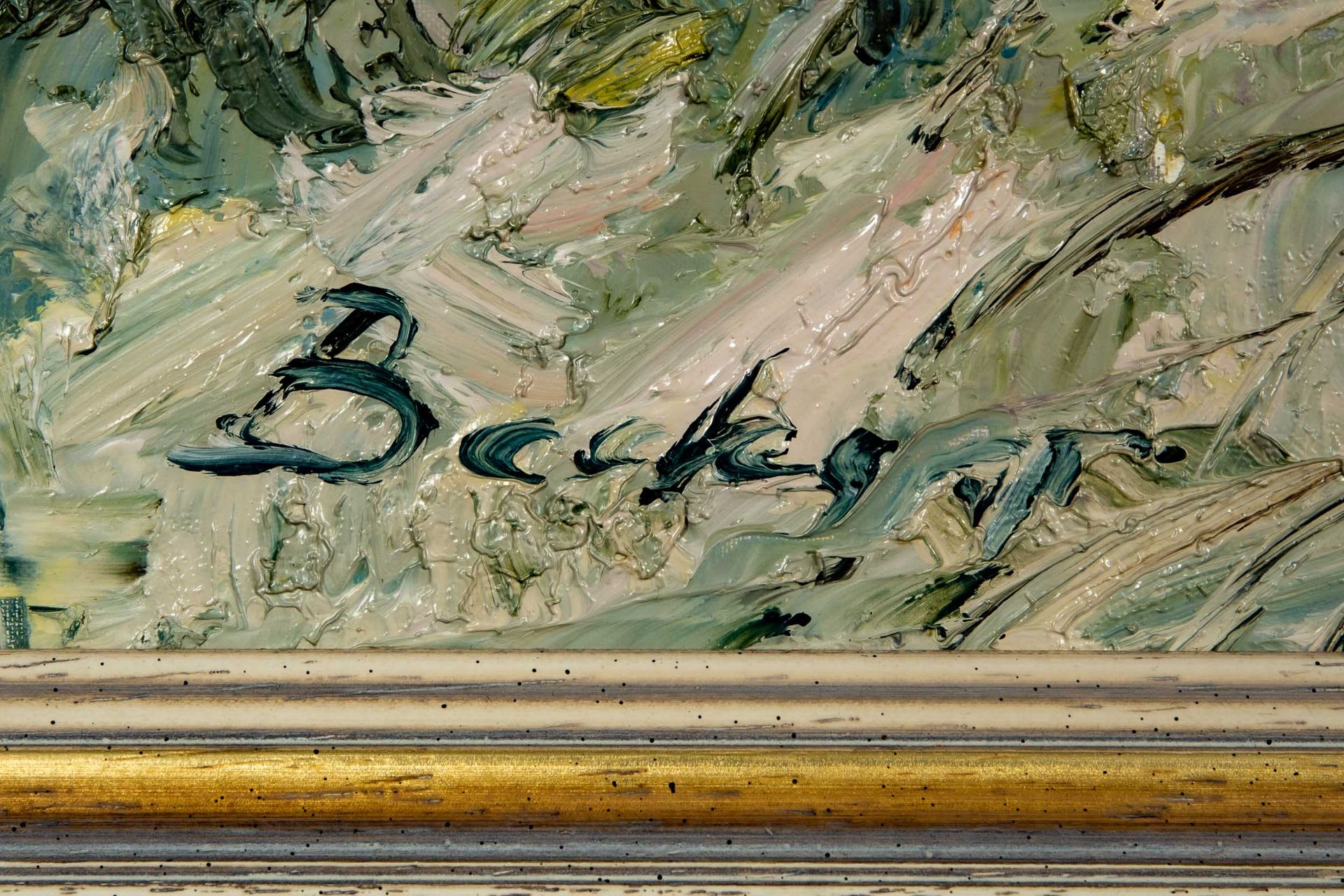 "Blick in die Ferne". Gemälde Öl auf Leinwand, ca. 70 x 80 cm, unten links signiert: "Becker", akad - Image 9 of 9