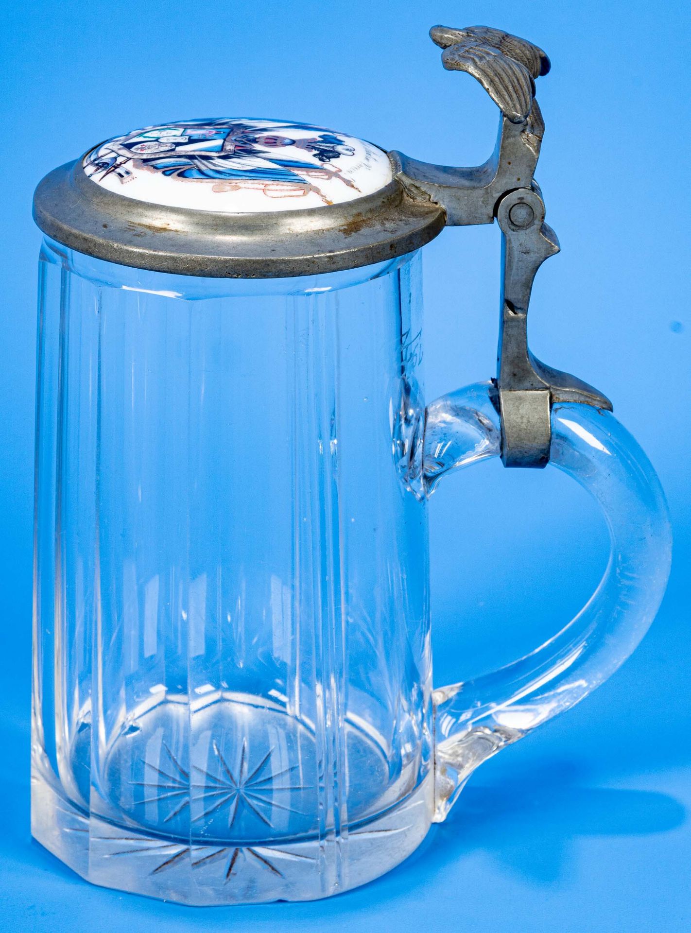 Studentisches Bierglas, 0,5 l Fassungsvermögen, geschliffener, farbloser Glaskorpus, von Adler bekr - Image 6 of 10