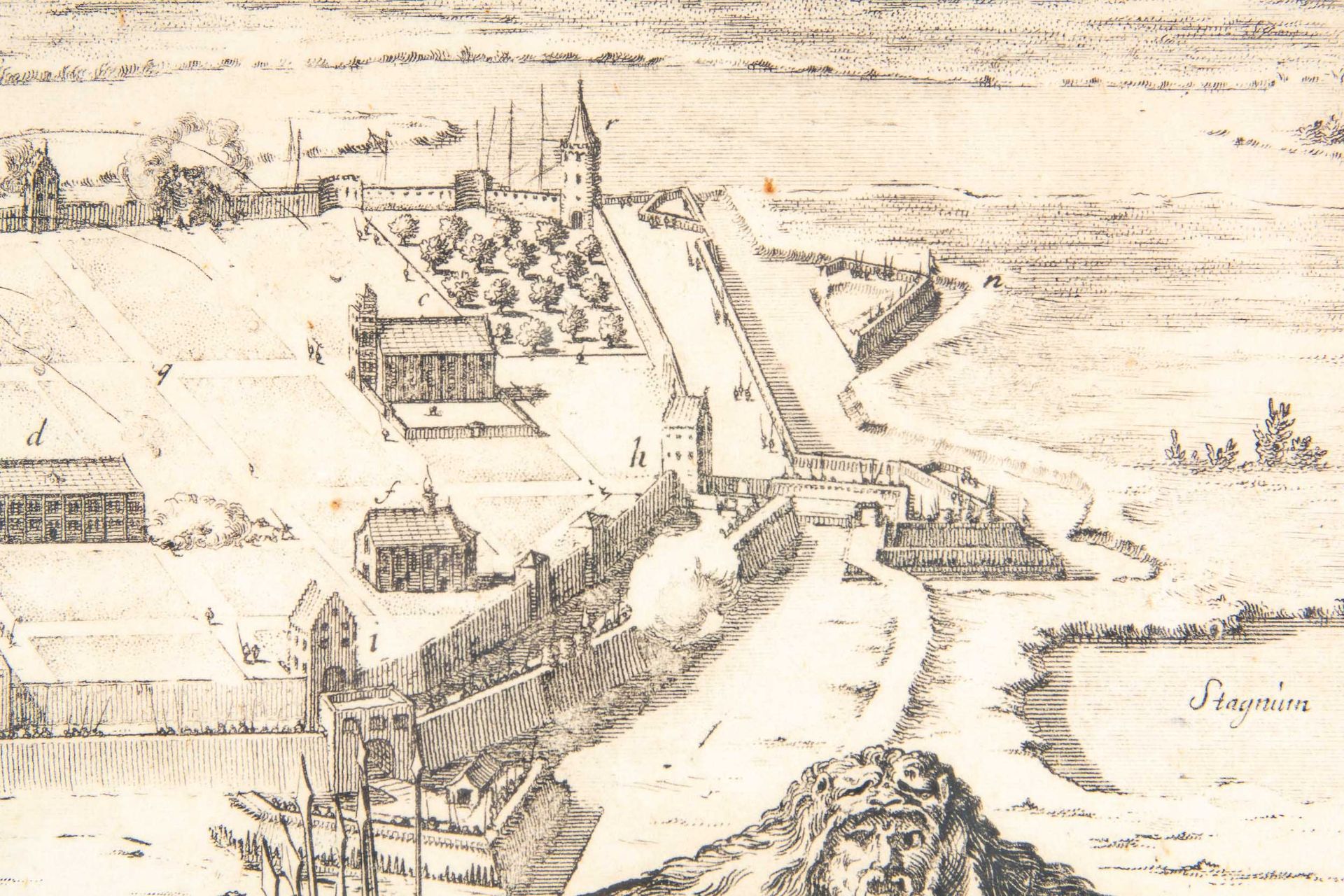 "Ansicht von Greifswald" (GRYESWALD AE), gestochen von Willem Swidde Holmia aus dem Jahre 1688; hin - Image 7 of 11