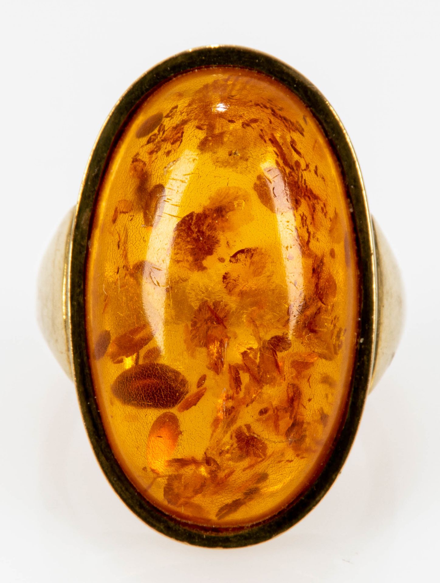 Unisex Fingerring mit ovalem Bernstein-Cabochon-Besatz, 375er Gelbgold Ringfassung, wohl Arbeit der - Image 2 of 6