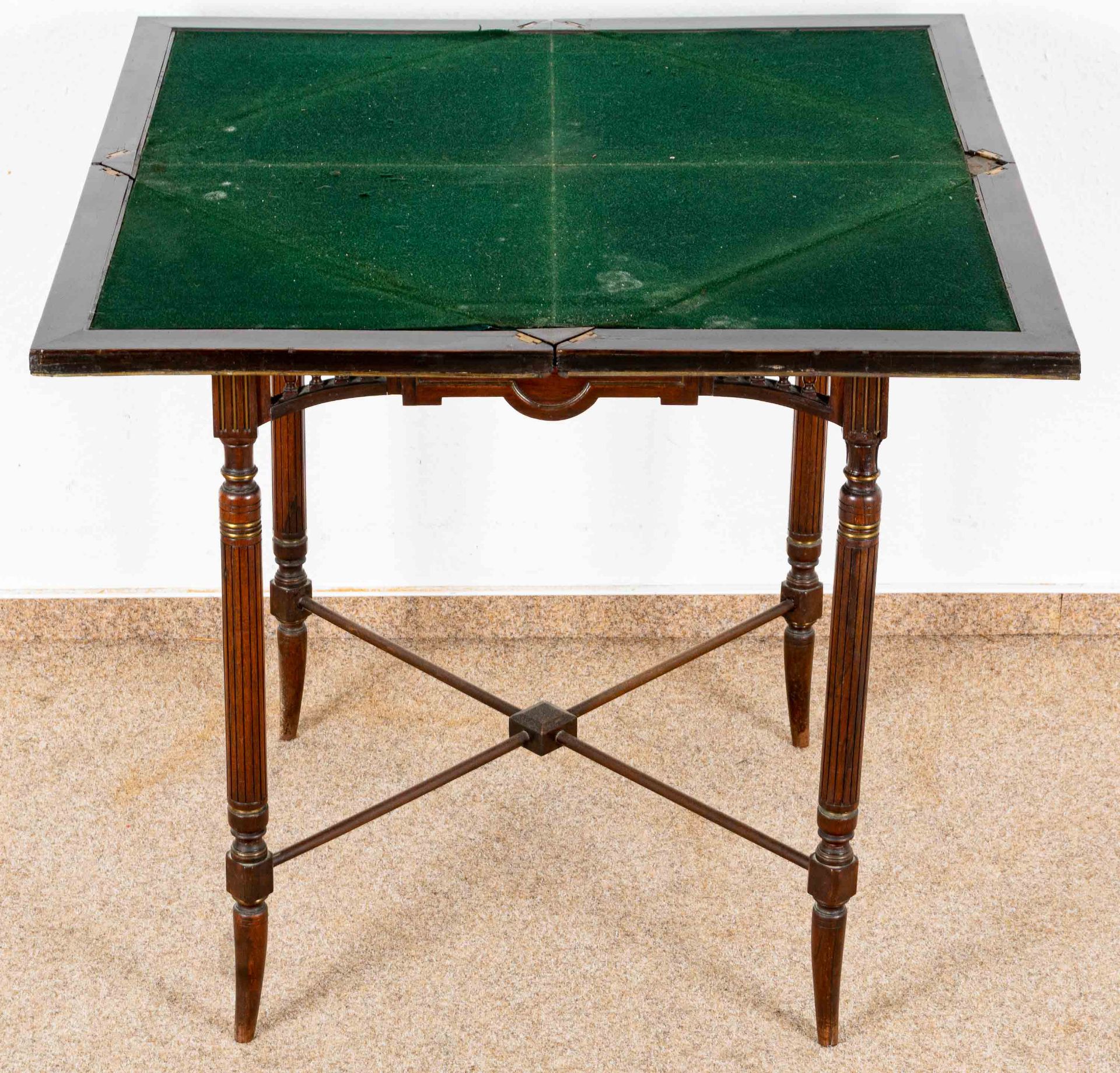 "V v e. P. Sormani fils... 10 r Charlot, Paris"; feiner Spieltisch, Paris um 1900, Mahagoni massiv  - Bild 18 aus 21