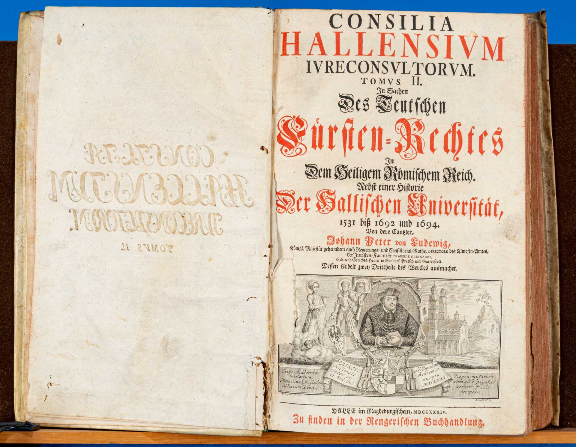 "CONSILIA HALLENSIUM JURE CONSULTORUM", Halle 1734; orig. Schweinsledereinband, Tomus II. Ca. 35 x