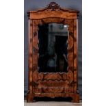 Eintüriger Spiegelschrank/Wäscheschrank aus der Möbelwerkstatt "Vetter - Neuwied" um 1850/60, Tür i