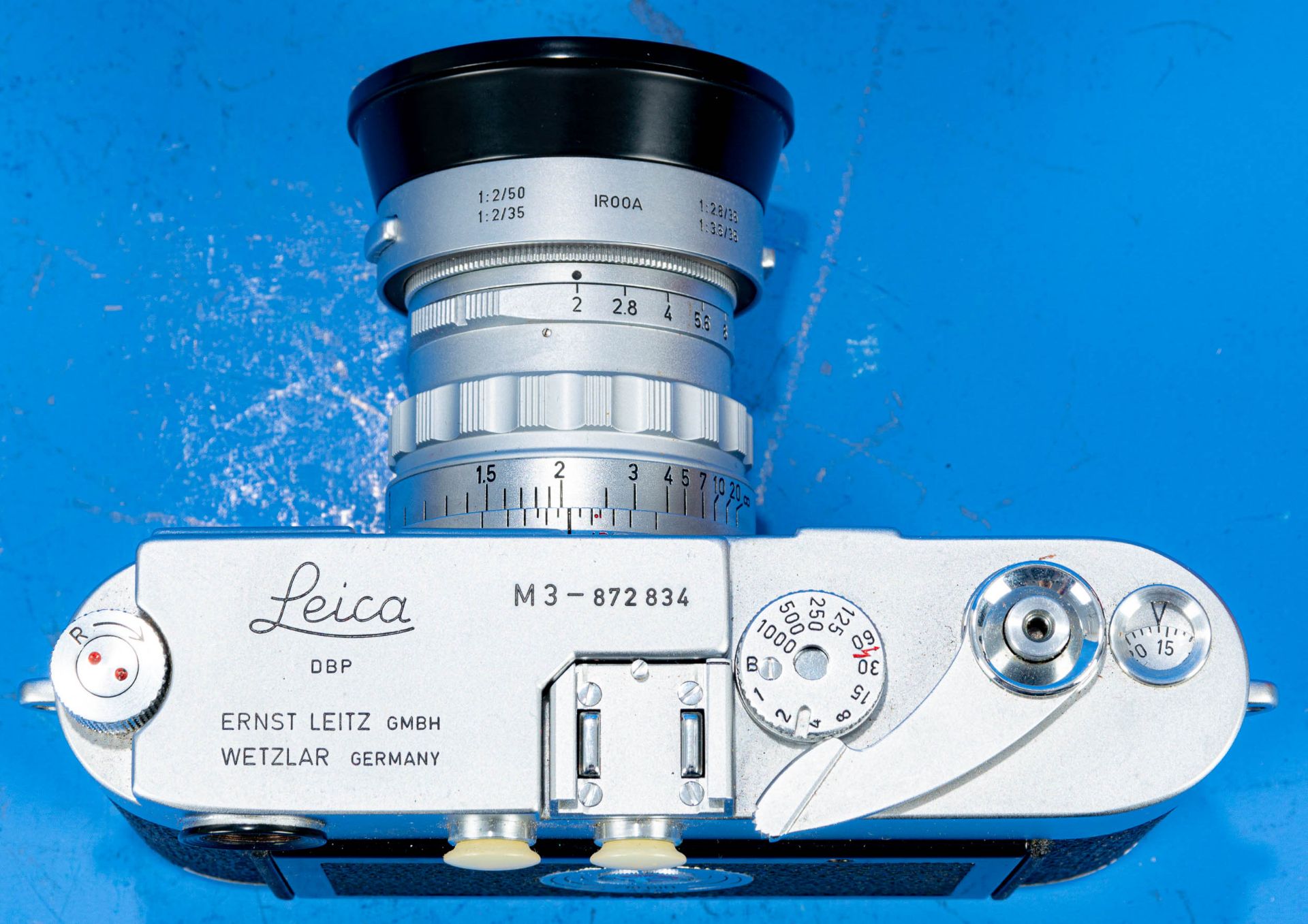 Frühe Leica M3 mit Summicron Objektiv Nr. 1465183 in orig. Box und Lederfutteral; klare Optik, Gehä - Bild 3 aus 16