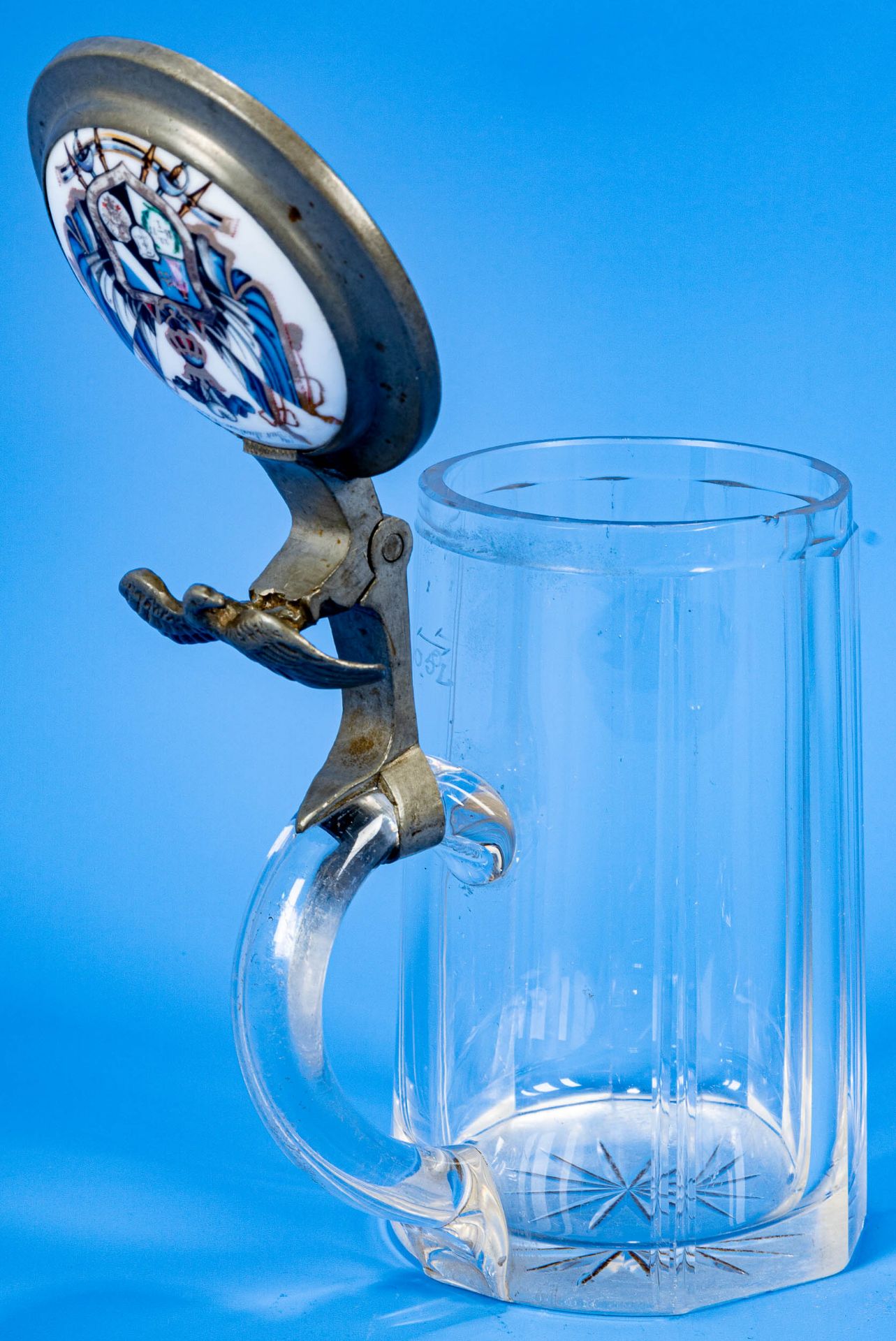 Studentisches Bierglas, 0,5 l Fassungsvermögen, geschliffener, farbloser Glaskorpus, von Adler bekr - Image 4 of 10