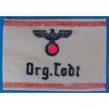"Org. Todt", Armbinde, rückseitig gestempelt: enb 1943.