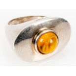 Extravaganter "JOOP"-Unisex-Fingerring, Silber mit bernsteinfarbigem Besatz, Ringinnendurchmesser c