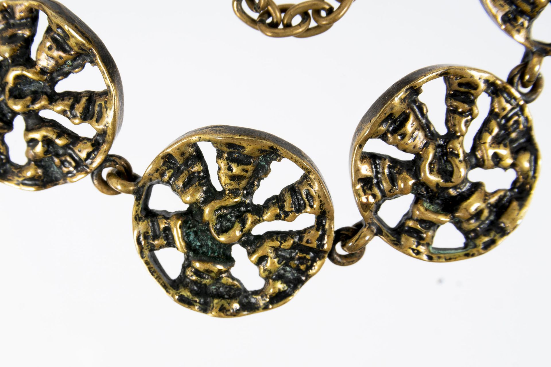 "PENTTI" SARPANEVA" 8gliedriges Designer-Gliederarmband, Bronze, mit Sicherungskettchen, Finnland d - Image 4 of 6