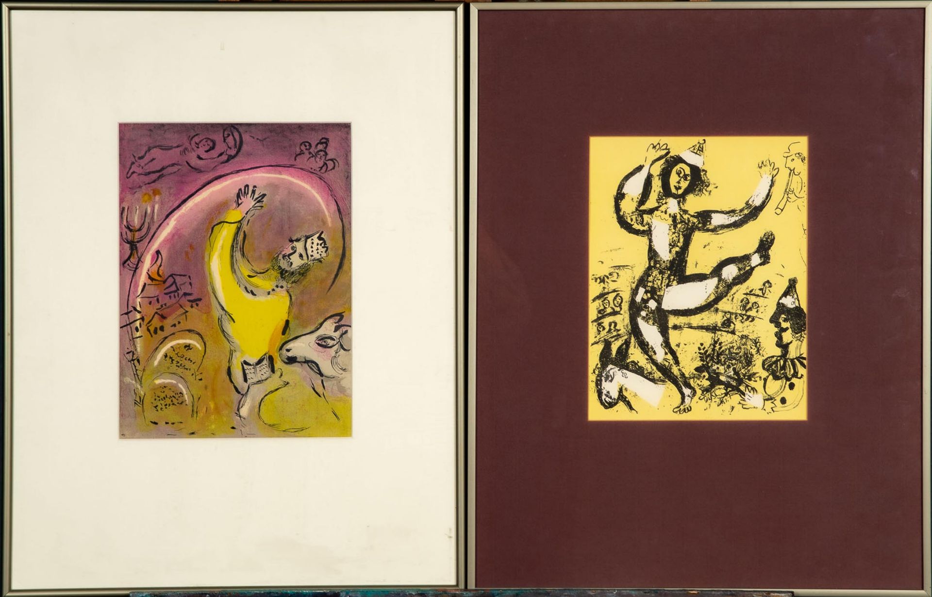 Paar hinter Glas gerahmter multipler Lithografien des Marc Chagall, 1 x "Salomo", ca. 35 x 26 cm (P - Image 2 of 17