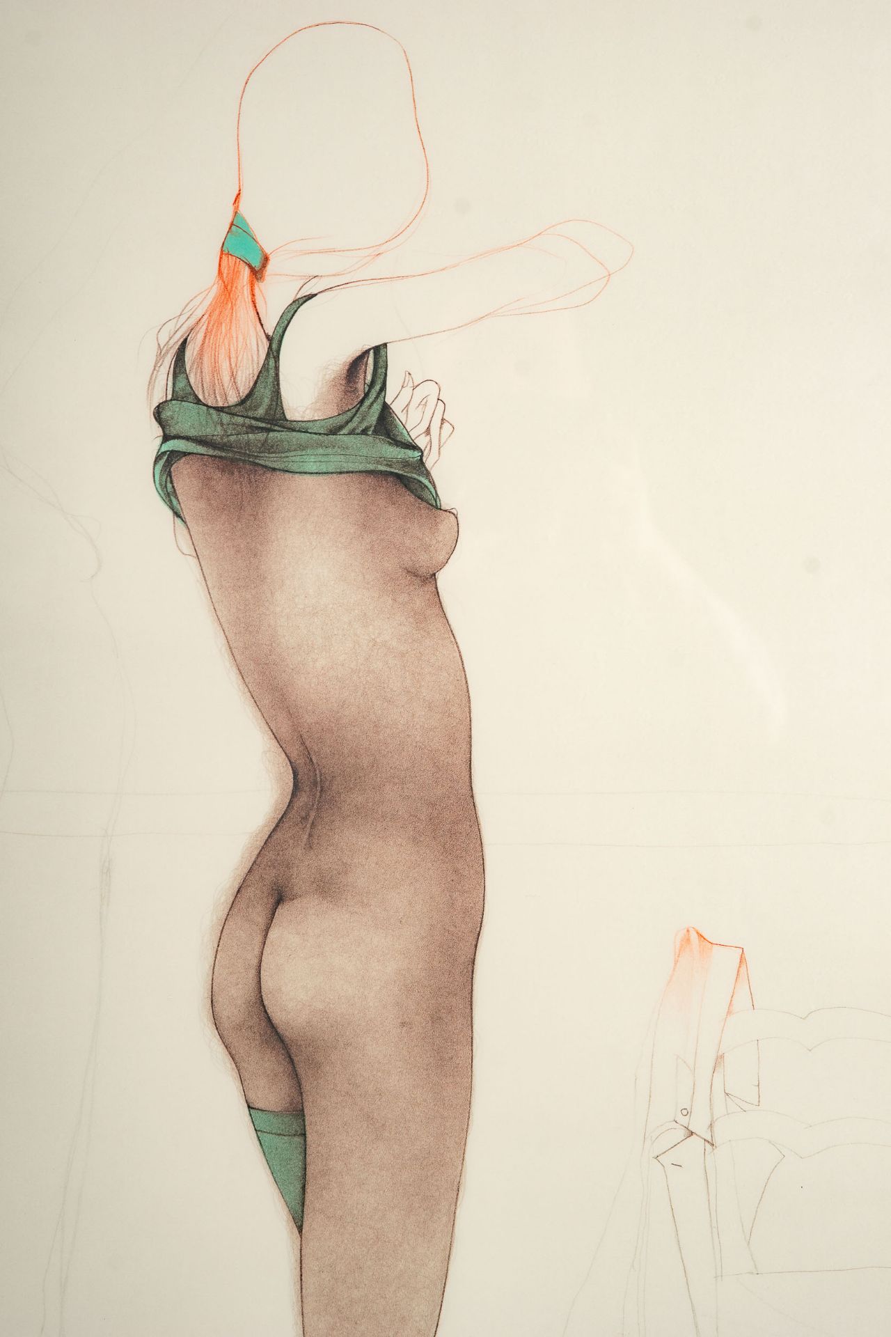 "Silk Stockings", hinter Glas gerahmte orig. Lithographie in 3 Farben des Bruno Bruni, italienische - Image 3 of 10