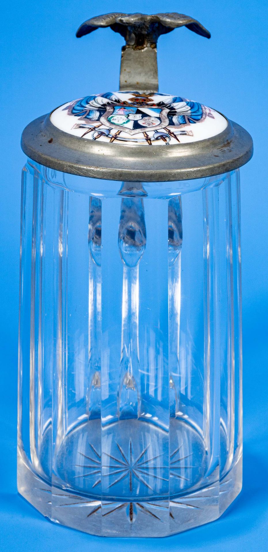 Studentisches Bierglas, 0,5 l Fassungsvermögen, geschliffener, farbloser Glaskorpus, von Adler bekr - Image 5 of 10