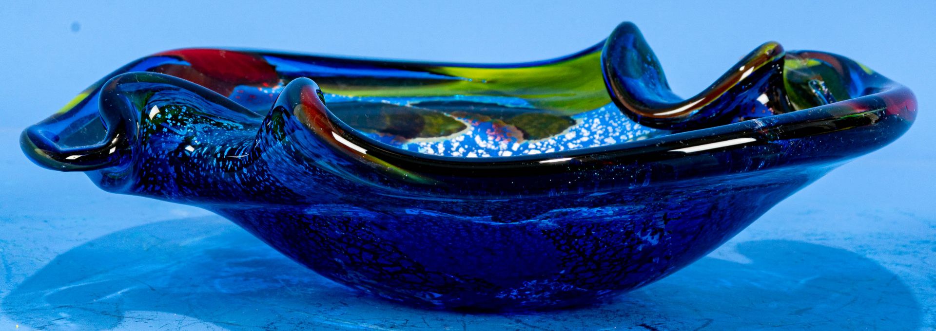 Dickwandige Ying und Yang-förmige Murano-Glasschale der 1960er/70er Jahre, polychrom durchwirktes, - Image 5 of 7