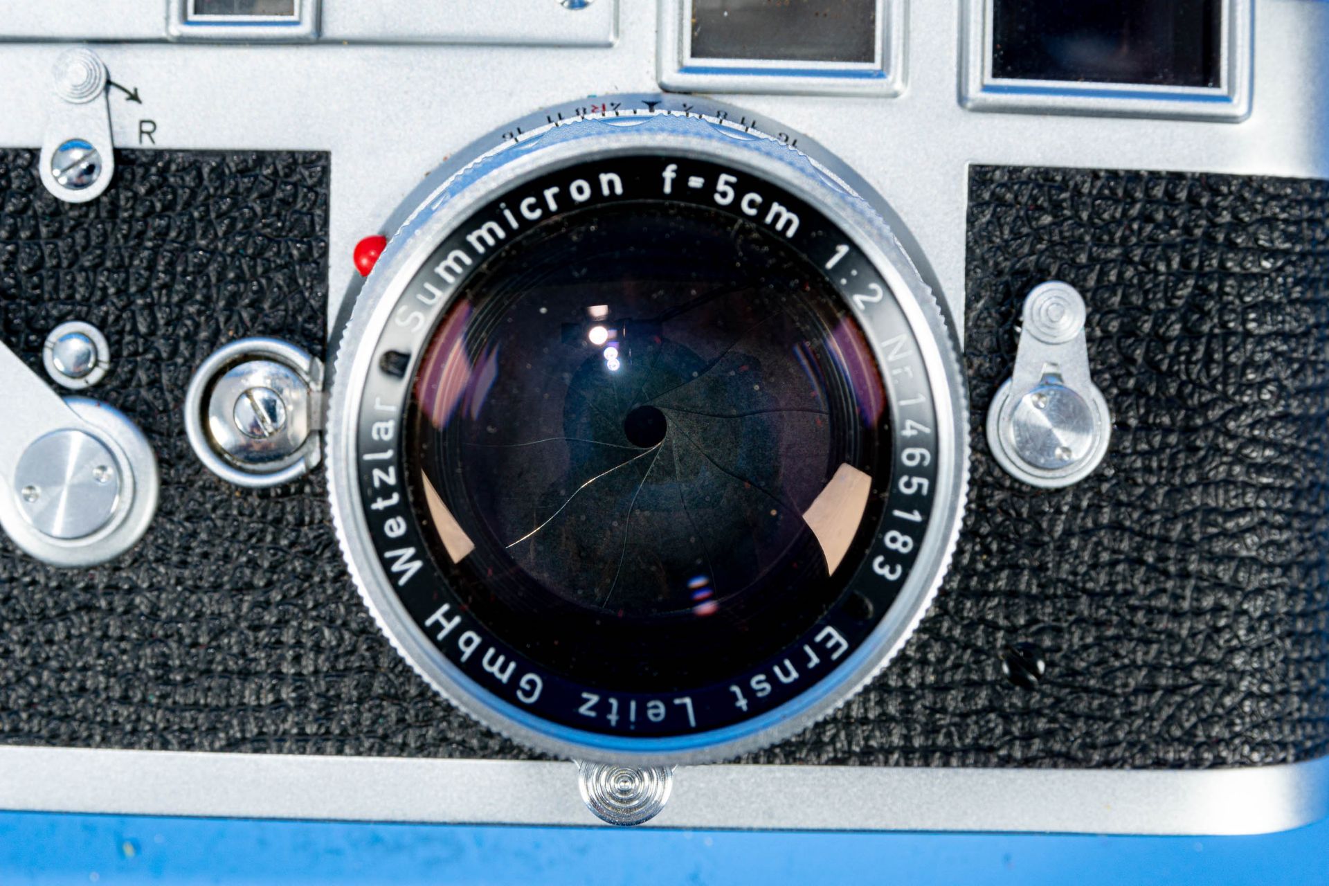 Frühe Leica M3 mit Summicron Objektiv Nr. 1465183 in orig. Box und Lederfutteral; klare Optik, Gehä - Bild 8 aus 16
