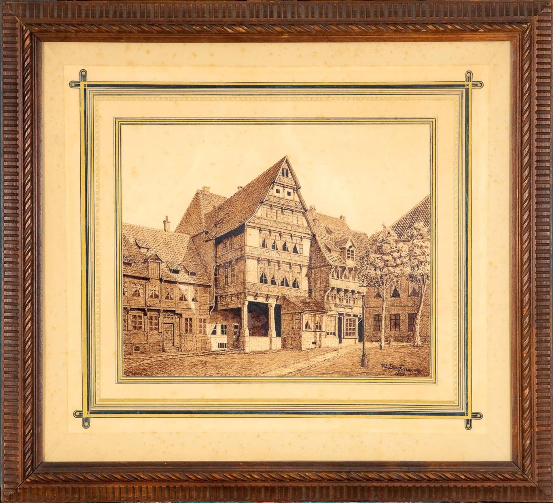 "Die Holzarchitektur Hildesheims" (als Buch & Bild) aus dem Besitz des Architekten W. Bleckmann. Bu