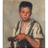 "Junger Bursche", ungemarktes Gemälde, Öl auf Leinwand, ca. 45,5 x 40,5 cm, flott gemaltes Ölbild e