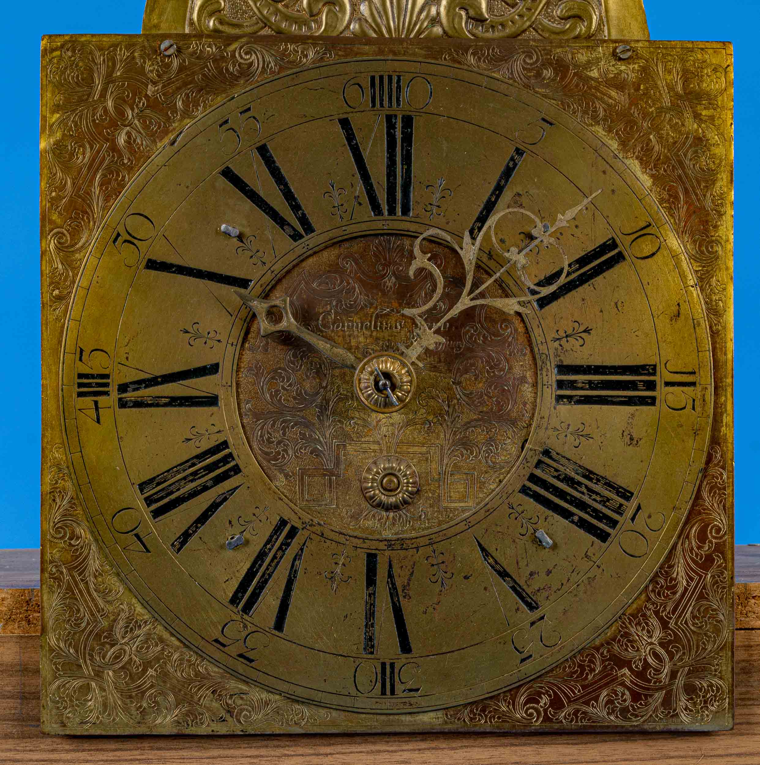 Antikes Standuhren-Uhrwerk, auf dem Ziffernblatt bez.: "Cornelius Lerp Regenspurg". 2. Drittel 18. - Image 5 of 12