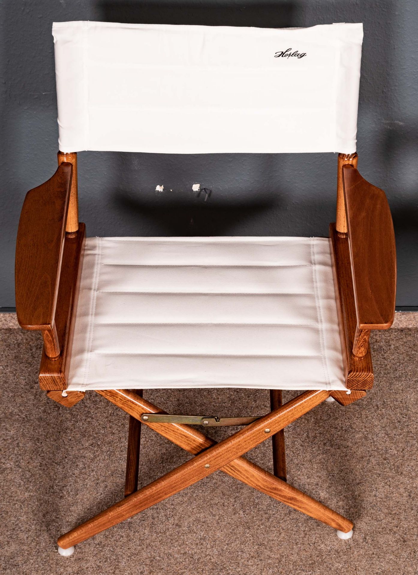 Paar Regiestühle der Marke "Herlag", letztes Viertel 20. Jhdt., nussbaumfarbig gebeiztes und lackie - Bild 4 aus 9