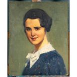 Damenporträt um 1900/10, Gemälde, Öl auf Malpappe/Malkarton, ca. 50 x 40 cm, unten links signiert: