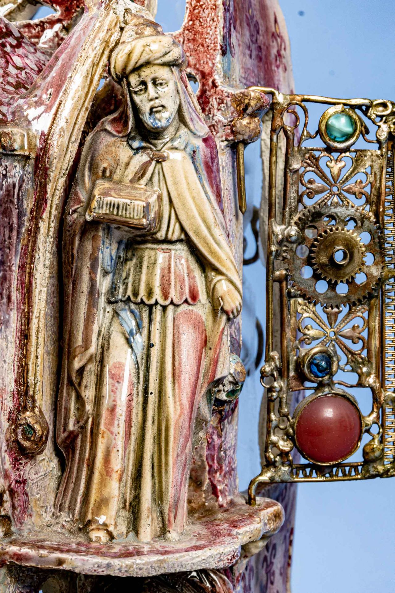 "Kathedrale" - skurrile Lichtskulptur, Keramik, mit versch. Materialien kunstvoll gestaltetes, hohl - Image 6 of 15
