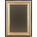 Großer Goldstuckrahmen mit nachträglich eingesetztem, belegtem Spiegelglas (ca. 124,5 x 80,5 cm), c