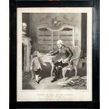 "Friedrich der Große und sein Großneffe" - hinter Glas gerahmte, dekorative Druckgraphik des späten