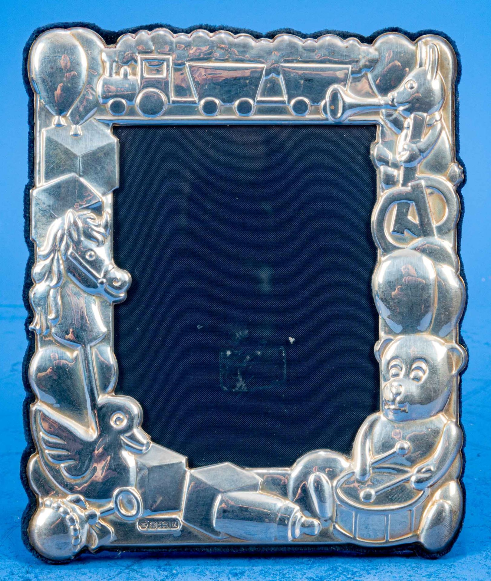 Tischbilderrahmen, 925er Sterlingsilber mit außergewöhnlichem Rand (Teddyfigur, Spielente, Pferdeko - Image 2 of 4