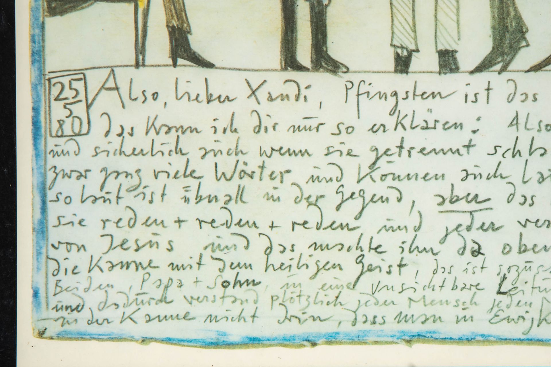 "Für Alexander Schlüter: Pfingsten". Handsignierter (mit Bleistift) Farboffsetdruck des Horst Janss - Bild 6 aus 9