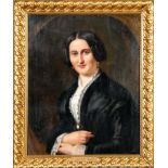Elegantes Damenporträt, Gemälde Öl auf Leinwand, mittig links signiert und datiert: Jul. Moser p. L