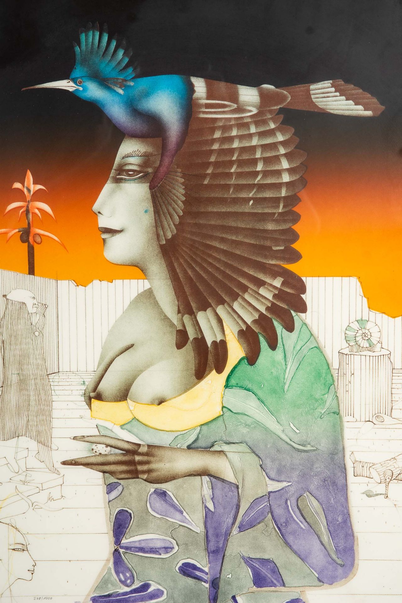 "Gartenvogel", Farblithographie aus der Folge "Im Schatten deiner Flügel", handsigniert von PAUL WU - Bild 3 aus 8