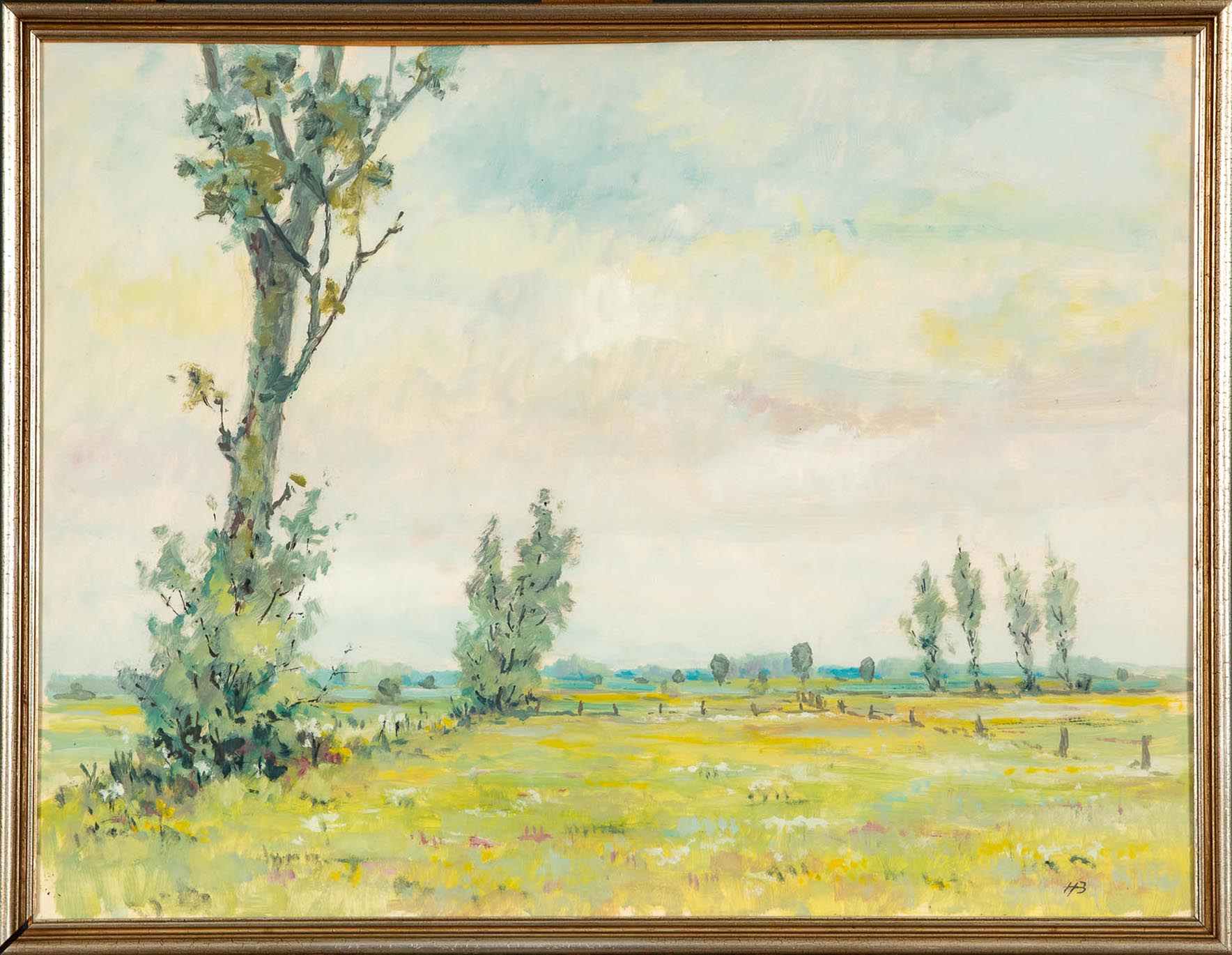 "Niedersächsische Auenlandschaft", Aquarell des Herbert Blasek (1912 - 2006), ca. 49 x 65 cm, hinte