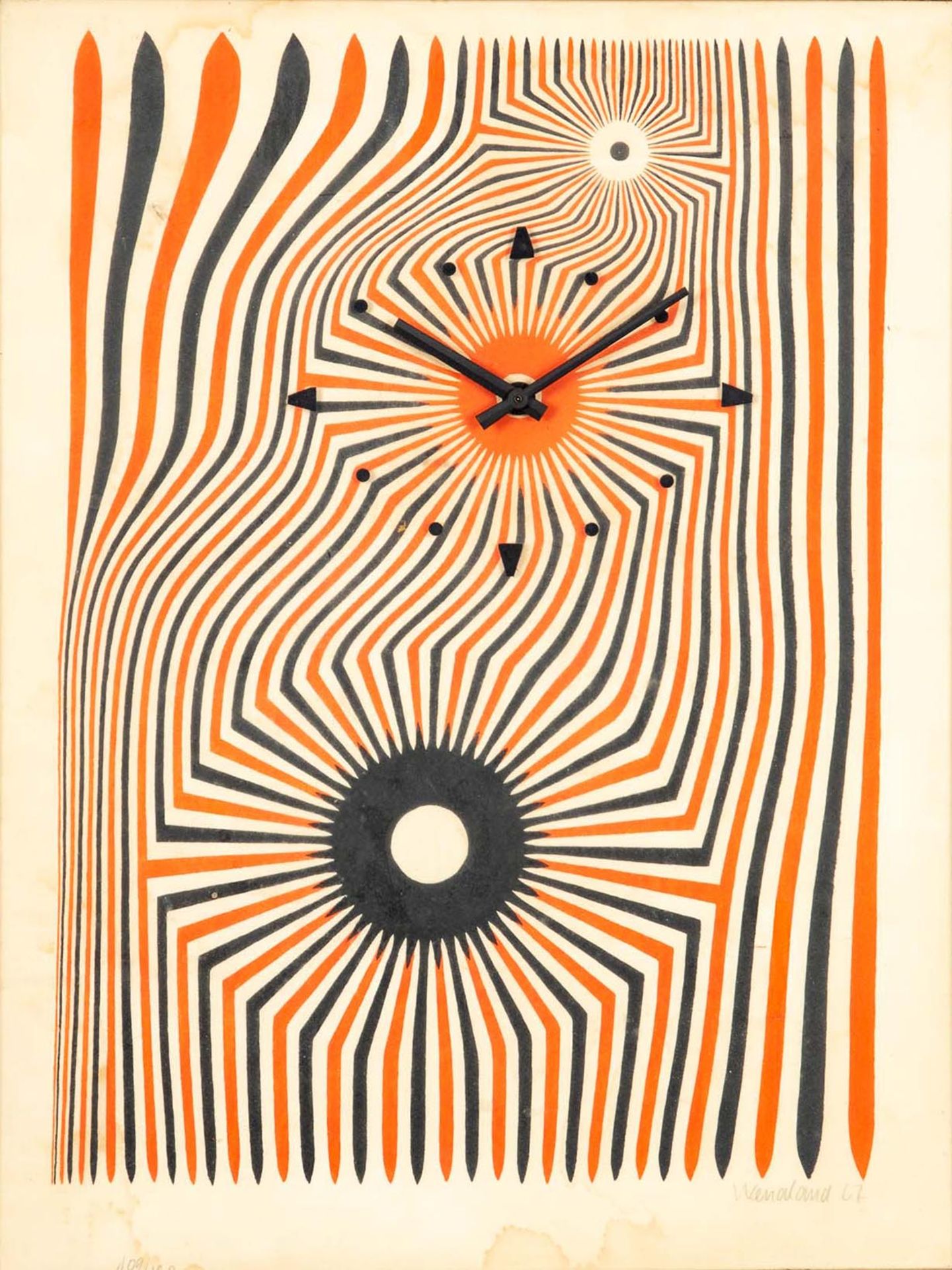 "Visuelle Komposition" des Gerhard Wendland aus 1967, hinter Glas gerahmte in Graphit signierte , 1 - Bild 2 aus 8